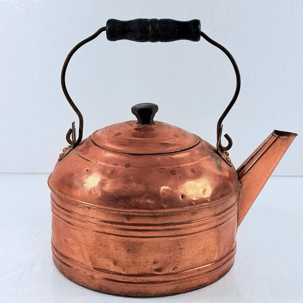 Vintage Paul Revere Copper Tea Kettle Pot Farmhouse Primitive Decor Collectible